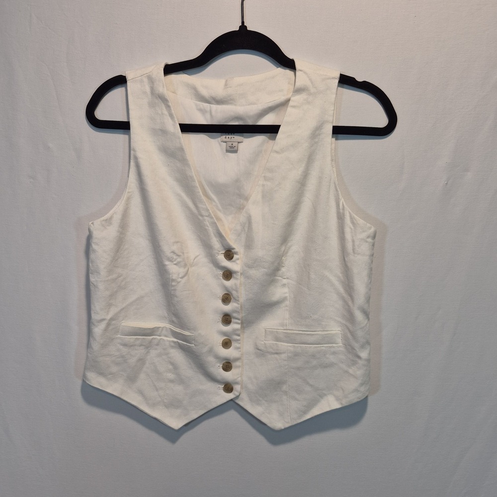 A New Day Linen Blend XS Vest Old Money Stealth Wealth Coastal Minimalist